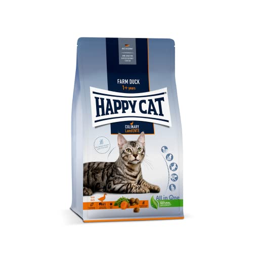 Happy Cat 70565 - Culinary Adult Land Ente - Katzen-Trockenfutter für ausgewachsene Katzen und Kater - 300 g Inhalt