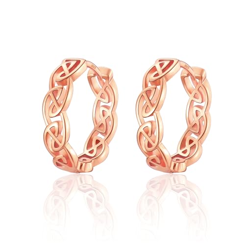 FAOMZQ Keltische Creolen Rosegold Silber 925 Ohrringe Unisex Geschenk für Männer Herrn und Frauen