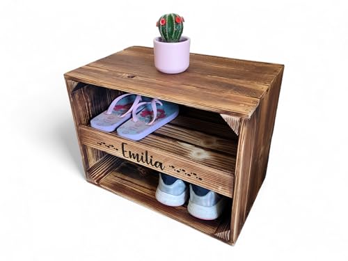  aus Holz I Schuhaufbewahrung für Erwachsene I Namen und Footsteps I Organizer Kinderzimmer oder Flur I Schuhschrank