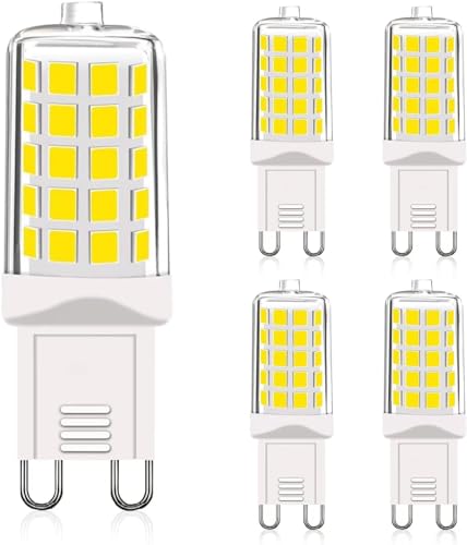 G9 LED 6000K kaltweiß Nicht Dimmbar Leuchtmittel 5er G9 230V 4W 450Lm Led Äquivalent zu 40W T4 Halogen Glühbirne LED Birne mit 360 Abstrahlwinkel für Kristall Schreibtisch Lampe Heimbeleuchtung