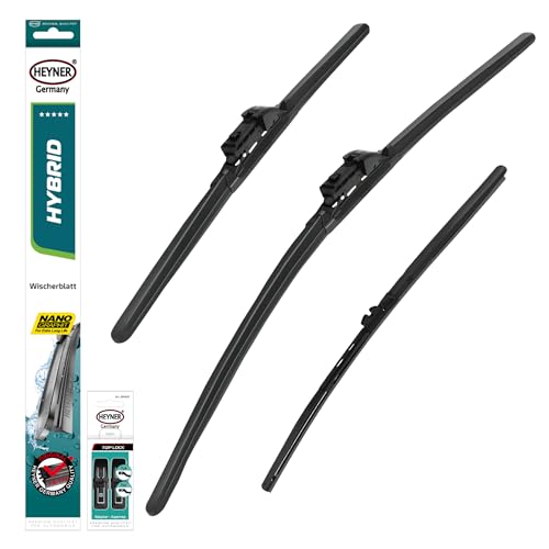 HEYNER Scheibenwischer Set mit Heckscheibenwischer passend für BMW X3 11.2017-10.2024 HYBRID Flachbalkenwischer Front- und Heckwischer