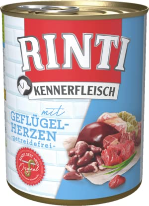 RINTI-Kennerfleisch Hundefutter 800g alle Sorten u. freie Mengenwahl Nassfutter getreidefrei Geflügelherzen