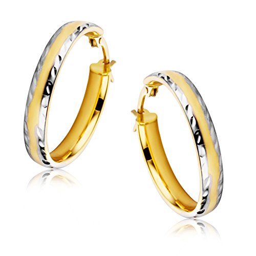 Orovi Ohrringe Damen Bicolor Gelbgold WeiÃŸgold 9 Karat 375 Gold Creolen