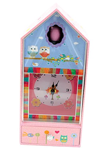 Musicbox World Spieluhr mit Uhr Eulen-Design Holz Mehrfarbig 285 mm