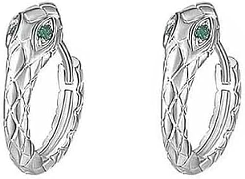 XFSRG Elegante Ohrringe Silber 925 Schlangen-Design Creolen mit Smaragdgrünen Steinen für Frauen Trendiger Schmuck für besondere Anlässe