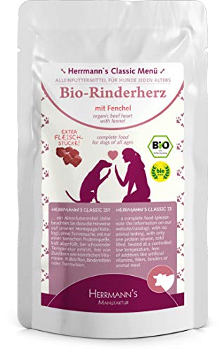 Herrmanns Rind Menu 2 mit Fenchel Moehren Leinoel 130g Bio Hundefutter 12er Pack 12 x 0.13 kg