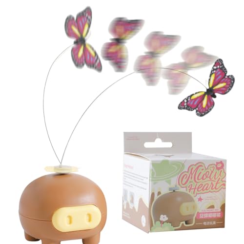 Teksome Elektrisches Katzenspielzeug Flatternder Schmetterling Katze Anreicherung Spielzeug Batteriebetriebenes rutschfestes Teaser Haustierbedarf Trainingsspiele für Langeweile Indoor-Übungen