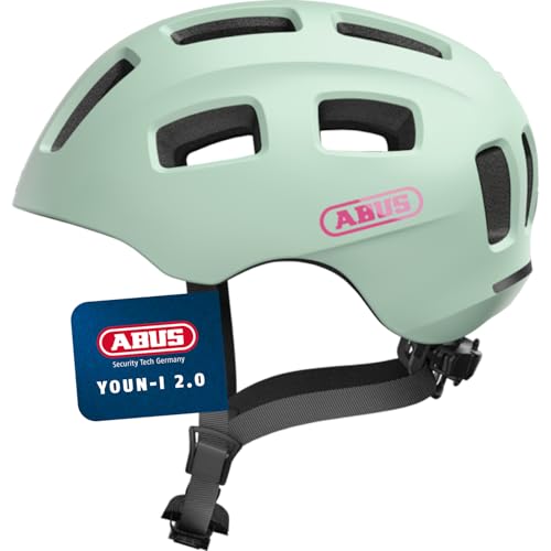 ABUS Fahrradhelm Youn I 2.0   mit Licht für Kinder Jugendliche und Junge Erwachsene   Mädels Jungs   Mint Größe M Mint iced Mint M 52 57 cm
