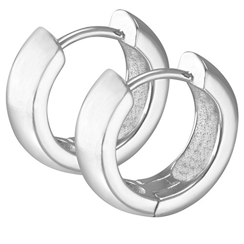 Vinani Damen Ohrringe 925 Silber - Klapp-Creolen Ohrring Set fÃ¼r Frauen aus 925 Sterling Silber rund glÃ¤nzend CYS
