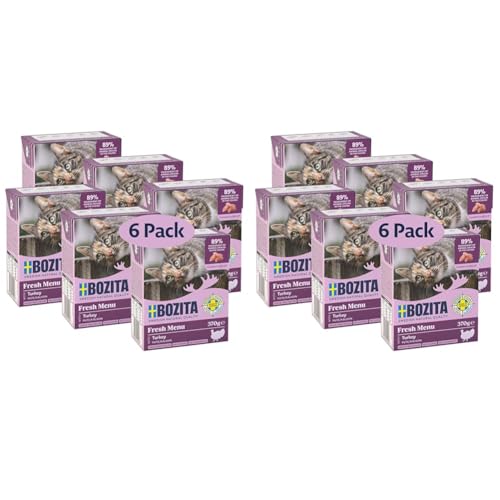 Bozita Häppchen in Gelee mit Pute Multibox 6x370g im Tetra Packung mit 2