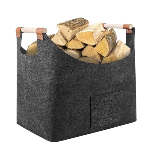 Geflochtener Holzkorb Transportkorb aus Holz robust faltbar tragbar multifunktionale Aufbewahrung für Kamin Holzträger für Zuhause Aufbewahrungs-Organizer