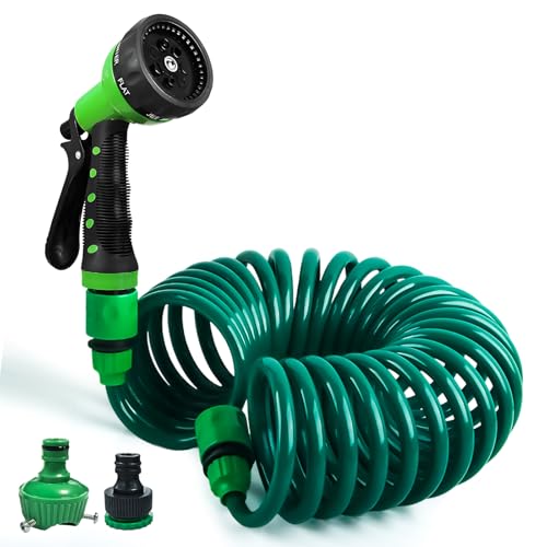 dellyy Flexibler Gartenschlauch 1 2 3 4 Zoll Adapter 7 5m Dehnbarer Gartenschlauch Wasserschlauch mit 7-Funktions-Brause Fexibler Garden Hose Spiralschlauch Garten für Garten Autowäsche