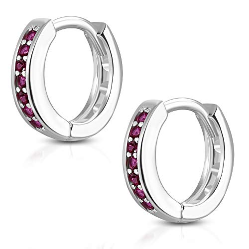 BlackAmazement 2er Set Klapp Zirkonia Kristall CZ Single Line Set Silber Pink Blau Damen Pink