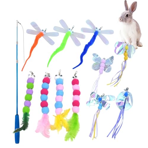 Kätzchen Teaser - Butterfly Caterpillar Cat Toy Set Einbezogene Katzenfischereisen für Spiel und Bewegung interaktives Haustierspielzeug für kleine Tiere wie Hamster und Eichhörnchen