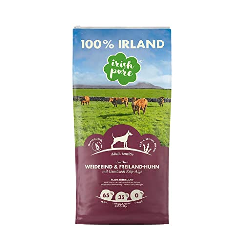 Irish Pure 1 5kg Weiderind Freiland Huhn Kelp Alge Hoher Fleischanteil Getreidefrei Sensitiv Hundetrockenfutter für alle