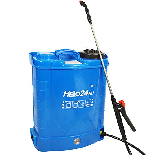 Helo E1 RÃ¼ckenspritzeÃ¼her 20 Liter elektrisch mit 12V 8AH Akku 3.1 l min Reflux Pumpe 2 4 BarÃ¼hgerÃ¤t Edelstahl Lanze 3 DÃ¼sen AuslÃ¶sesperre und Druckentlastungsventil