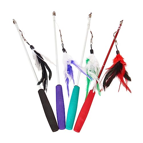 iplusmile Katzenspielzeugstab Einziehbar Federwedel Für Katzen Tierbedarf Leicht Und Langlebig Spielzeug Für Haustiere Katzen
