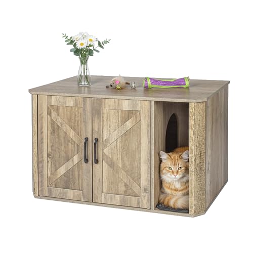 Relaxdays Katzenschrank für Katzentoilette mit Eingang Streumatte Katzenklo verstecken HxBxT 50x85x49 cm braun