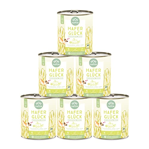 naftie veganes Hundefutter Bio Hafer Glück - Nassfutter Menü mit Kichererbsen - purinarm - Diät-Futter - 6X 800g