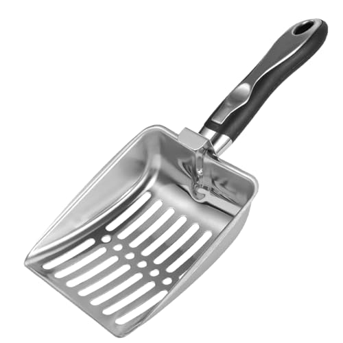 Ergonomisch gestaltete Schaufel für Katzenstreu - Streuschaufel - Breite Siebschaufel für Abfall Rostfrei für Hühner Hunde Kätzchen Reptilien Terrarium