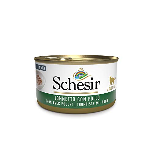 Schesir Jelly Thunfisch mit Huhn Katzenfutter nass in Gelee 24 Dosenx 85 g