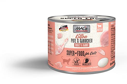Mac s Cat Premium Nassfutter für Kätzchen 6er-Pack Vogel und Kaninchen 6 x 200 g