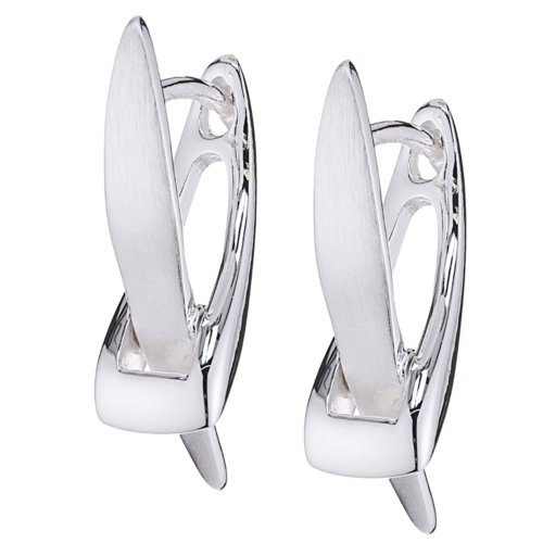 Vinani Damen Ohrringe 925 Silber - Klapp-Creolen Ohrring Set für Frauen aus 925 Sterling Silber X-Form 20mm lang 5mm breit CXV