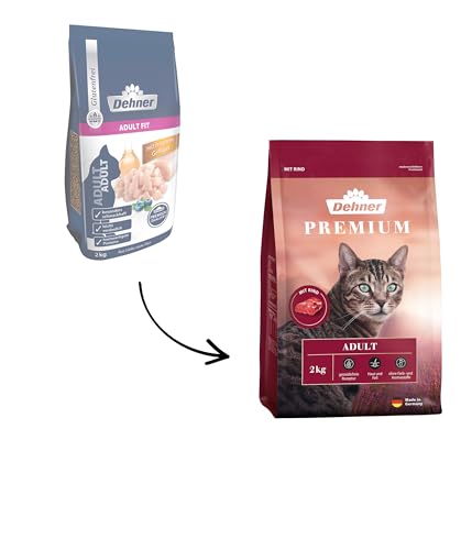 Dehner Premium Katzenfutter Trockenfutter getreidefrei für ausgewachsene Katzen Rind 2 kg
