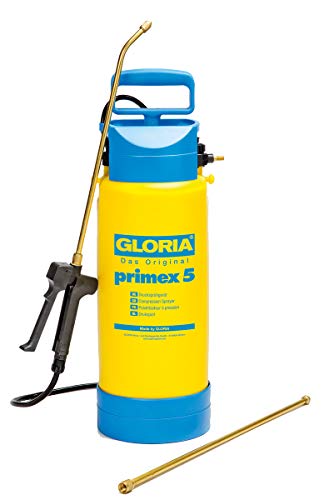 GLORIA Primex 5 5L Drucksprühgerät für Pflanzen Garten leistungsstarke Kunststoffpumpe Messing Spritzrohr verstellbare Düse ideal für Pflanzenpflege Pflanzenschutz im Garten