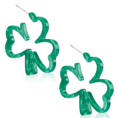 St. Patricks Day Ohrringe Kleeblatt Creolen Viel Glück Leicht St. Patrick s Day Ohrringe Groß Stilvoll Kleeblatt Ohrringe für Frauen und Mädchen Schmuckgeschenk