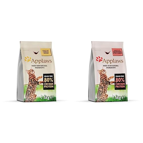 Applaws Katzentrockenfutter mit Hühnchen 1er Pack 1 x 7.5 kg Packung Katze Trockenfutter Adult Huhn mit Extra Lachs 1er Pack 1 x 7.5 kg 7.5 kg 1er Pack