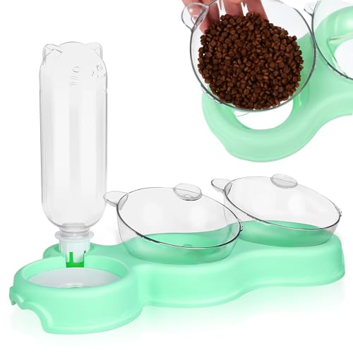 BESPORTBLE Dreifach-futternapf Für Katzen Erhöht Geneigt Mit Automatischem Wasserspender Und Wasserflasche Für Nass Und Trockenfutter Stabiler Standfuß Transparente Näpfe Für Beobachtung