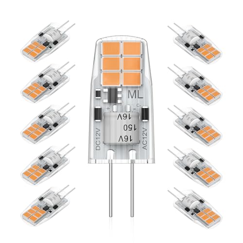 YUIIP G4 LED Lampe 2W ersetzt 20W 25W Halogen 1800K Extra Warmweiß 12V LED Stiftsockel 200 Lumen 360 Abstrahlwinkel flimmerfrei Nicht Dimmbar 10er Pack