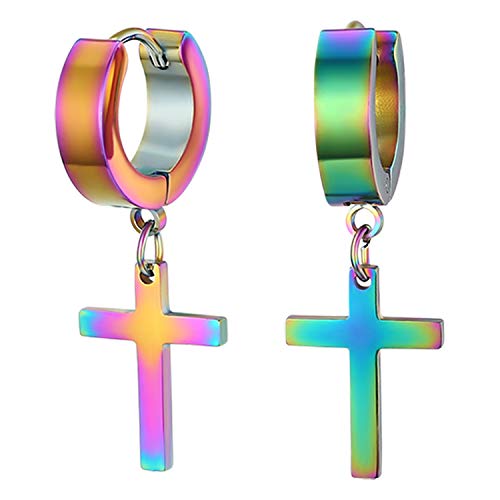 JewelryWe Kreuz Klassisches Kruzifix Ohrhänger Ohr für Bunt Mehrfarbig