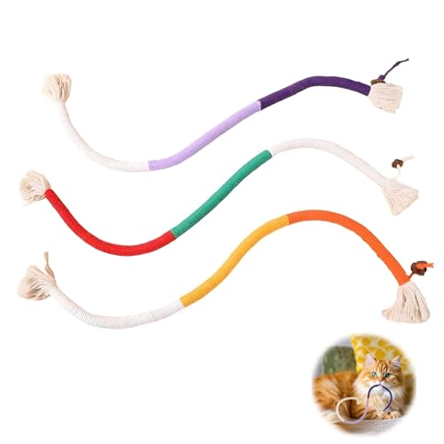 MustuVerve 3 Stück Katzenminze Spielzeug Katzenbeißseil Katzen Kauspielzeug Interaktives Baumwollseil Katzenspielzeug Katze Seil Catnip Toys Interaktive Beißseil für Wohnungskatzen Kätzchen