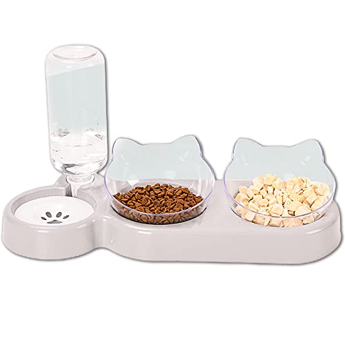 3-in-1 Katze Futternapf und Wassernapf Set Katzennapf 3er Set Doppel-Katzennäpfe mit Wasserspender für Haustiere Futternapf und Wassernapf für Katzen und Kleine Hunde