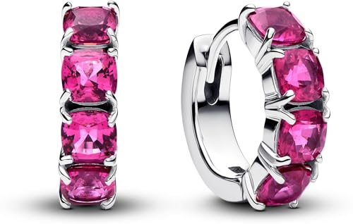 Pandora Timeless Rosafarbene Creolen-Ohrringe aus Sterling Silber mit rosafarbenen künstlichen Kristallen 293851C02