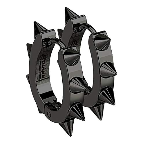 Autiga Creolen Klappcreolen Ohrringe Edelstahl Spikes Stacheln Herren Damen Gothic Punk schwarz2