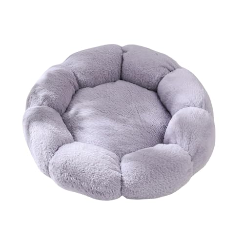 Katzenbett Runde Katzenhöhle - Plush Haustier Sofa mit Rutschfester Basis Selbstwärmendes Winterbett für Kleine Hunde Katzen Waschmaschinengeeignetes Gray Small