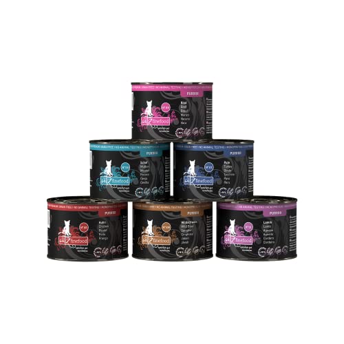 catz finefood Purrrr Collection I - Monoprotein Katzenfutter nass - getreidefrei zuckerfrei hypoallergen - hoher Fleischanteil - Multipack Nassfutter für Katzen - im Beutel 6 x 200g