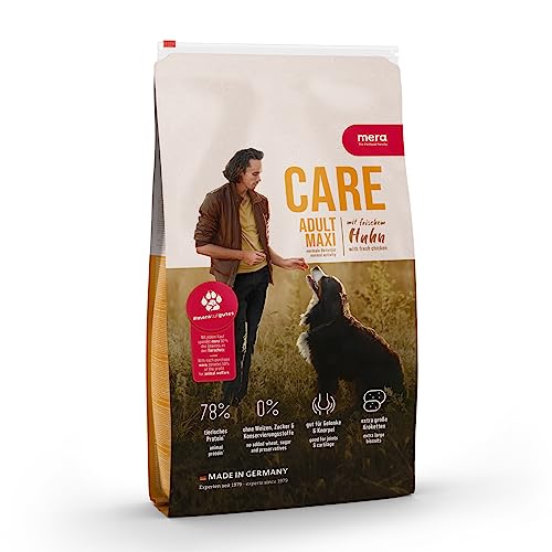mera Care Adult Maxi Huhn Trockenfutter für Hunde großer Rassen mit 78% tierischen Protein ohne Weizen 4kg