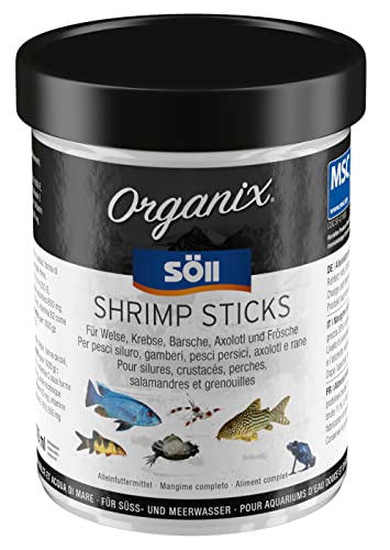 Söll 81918 Organix Shrimp Sticks - Hauptfuttersticks für Zierfische reich an Proteinen und Aminosäuren für nährstoffreiche Ernährung in Süß- und Meerwasseraquarium