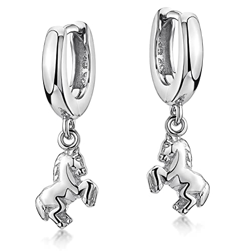 Materia Pferde Ohrringe Silber 925 - Creolen mit Anhänger SO-449-S