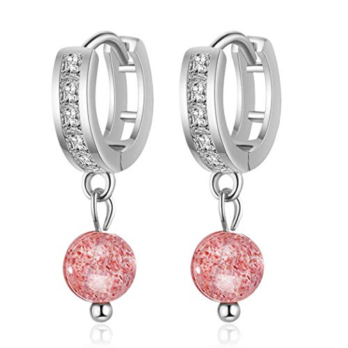 Canarea 1 Paar Damen Mädchen 925 AAA glitzer Pink Strass Perlen Hoop Ohranhänger Perfekt für Frau Freundin