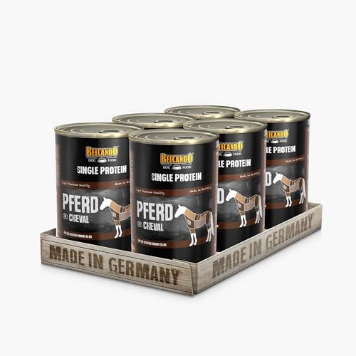 BELCANDO Single Protein Nassfutter für Hunde Pferd 6X 400g Dose sortenreines Hundefutter nass für alle Rassen Made in Germany