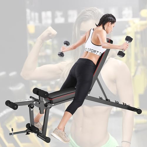 Hantelbank Klappbar Hantelbank Mit Beinstrecker Situp Bank Schrägbank 5 Einstellbare Positionen Und 2 Trainingsgurte Trainingsbank Für Zu Hause Maximale Tragkraft 200 Kg
