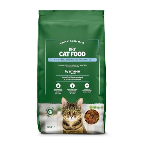 by Amazon Komplett-Trockenfutter für Erwachsene Katzen Mit Thunfisch Hering und Gemüse 1er-Pack 1 x 10kg