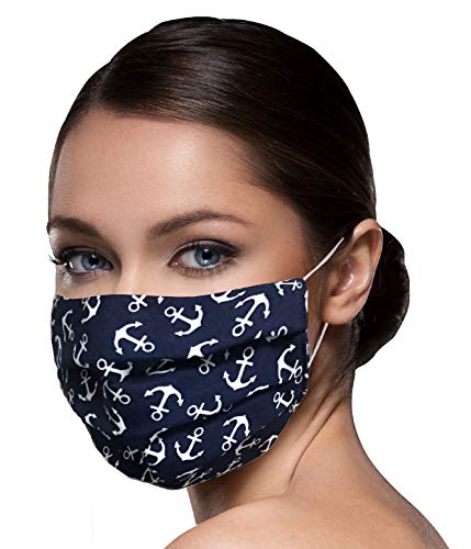 Unisex Stoffmasken Mundschutz Maske Stoff 100% Baumwolle Mund Nasen Schutzmaske mit Motiv Mund und Nasenschutz Maske waschbar maritim ANKER Motiv