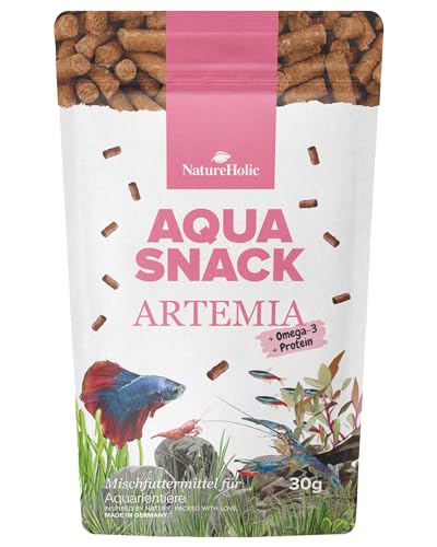 NatureHolic AquaSnack Artemia Sticks Hochwertiges Zusatzfutter fürs Aquarium Für intensive Färbung der Aquarienbewohner Futter für Garnelen Krebse Krabben Aquarienschnecken Zierfische 30g