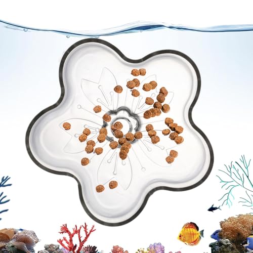 Fischfutterautomat Blütenförmige Aquarium Futterspender Schale mit Saugnapf - Futterbehälter Für Fischglas - Für Süßwasser Und Meerwasser Schildkröten Kampffische Neonsalmler
